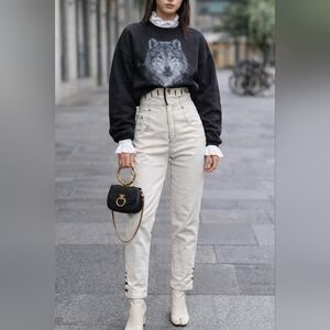 Y2K Sculpted Seriously High Waist Jeans Gigarette skinny pants Paper Bag Waist S